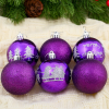 Набор шаров пластик d-6 см, 6 шт "Новогодняя упряжка" фиолетовый